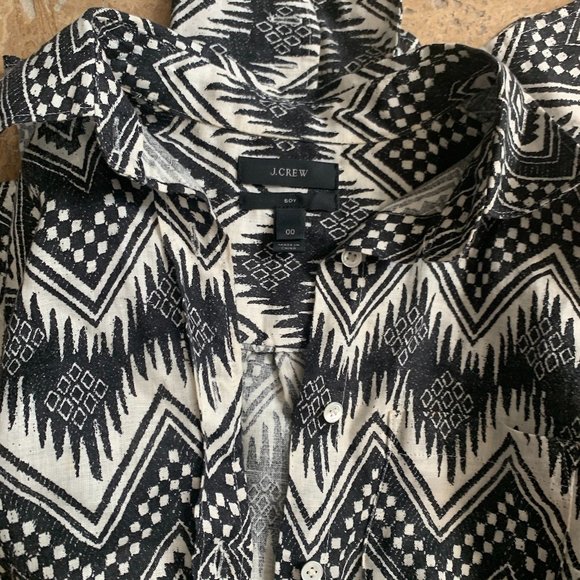 J. Crew 100% Linen Aztec Southwestern Boy Shirt 00 - Picture 5 of 6